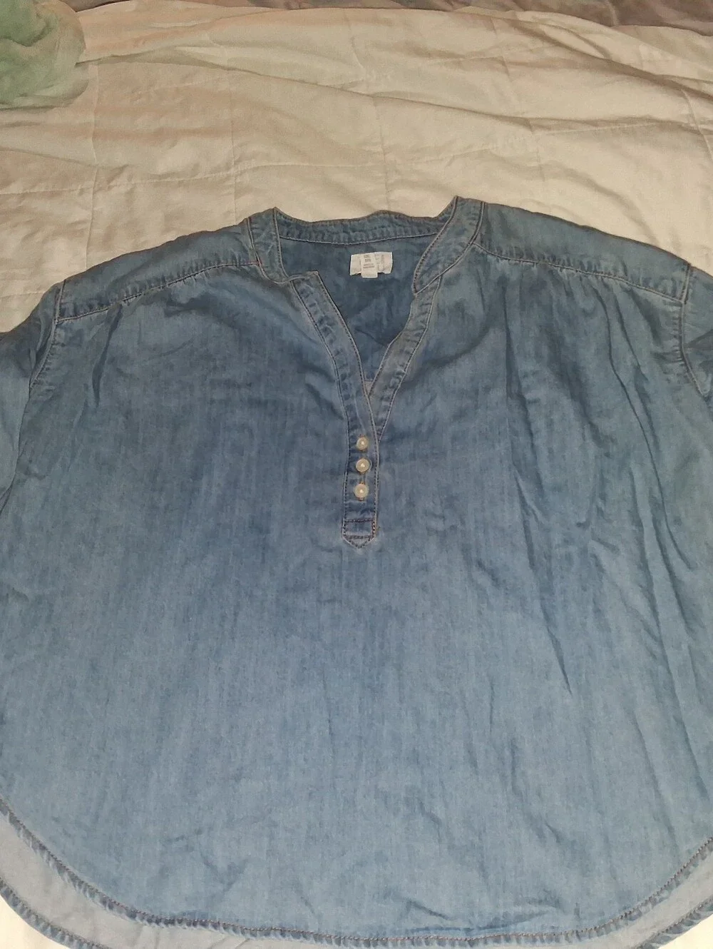 Time And Tru Popover Jean Shirt - Light Wash - XXL (20)